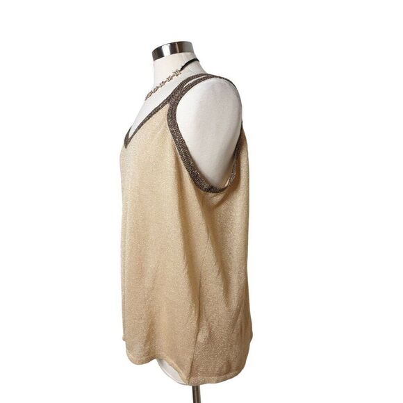 Women's Plus Sleeveless Tank Gold Metallic Dressy Shell Sleeveless Sz 22/24 - Picture 7 of 8